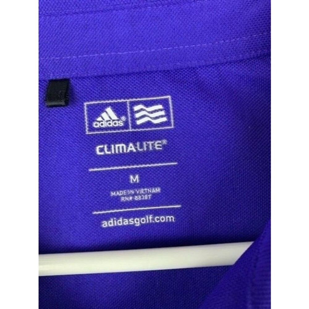 Adidas Size M Mens Golf Polo Shirt Climalite Purple short Sleeve - Picture 2 of 3